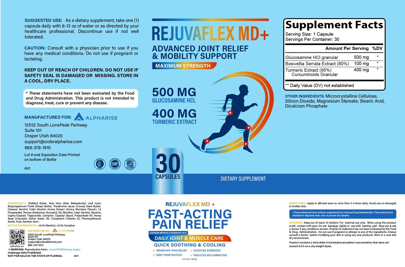 Full product label with all ingredients, warnings, and directions